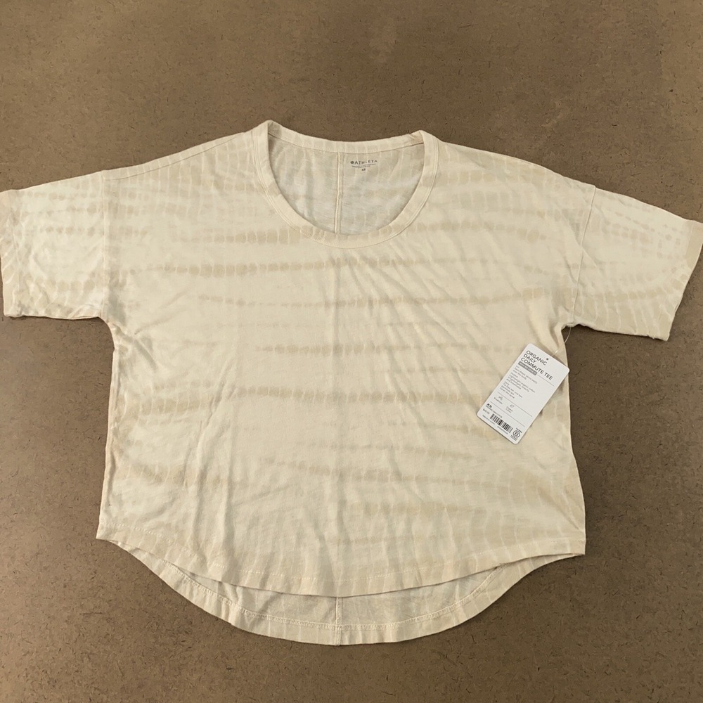 Athleta Women's Size XS Chantilly Cream Organic Daily Tie Dye Commute Tee NWT